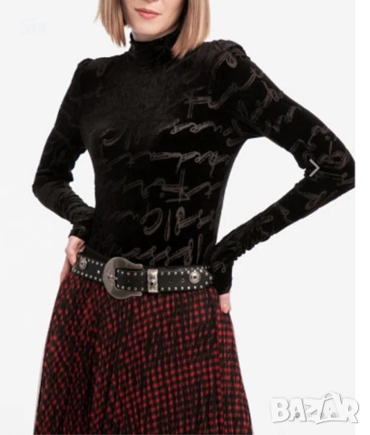 Дамско черно боди с надписи -Guess, снимка 9 - Блузи с дълъг ръкав и пуловери - 52849135