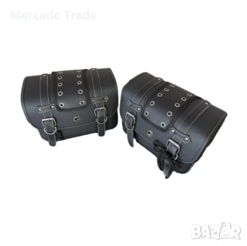 Мото дисаги Mercado Trade, Еко кожа, 26x20x13см, Черен