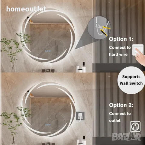 ПРОМОЦИЯ Стенно LED огледало с кръгла форма LUVODI XMR-Y18-928-EU, снимка 7 - Огледала - 49676869