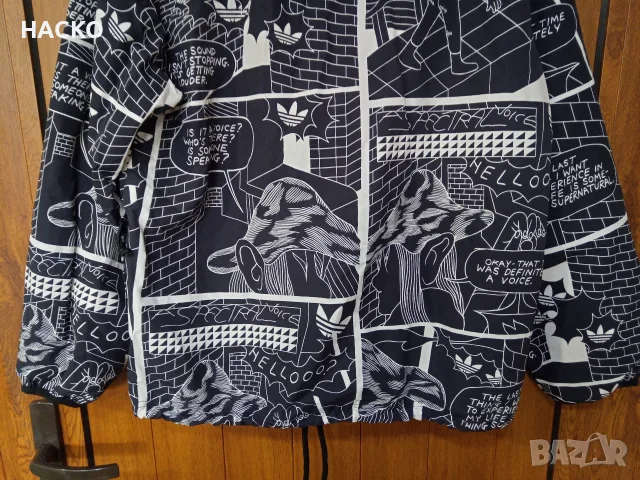 Ветровка с Качулка Adidas с Комикси от Патрик Кайл 100% Оригинално Внос от Англия, снимка 9 - Якета - 56198075