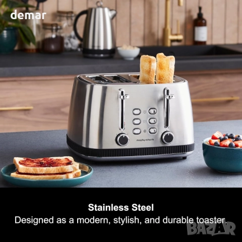 Тостер за 4 филии Morphy Richards Mexborough, 1860W,черна рамка,242901, снимка 2 - Тостери - 51866232