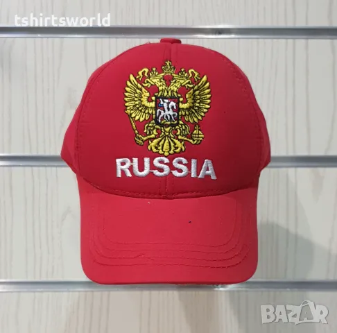 Нова шапка с козирка Русия, с Герб в червен цвят, снимка 5 - Шапки - 47494537