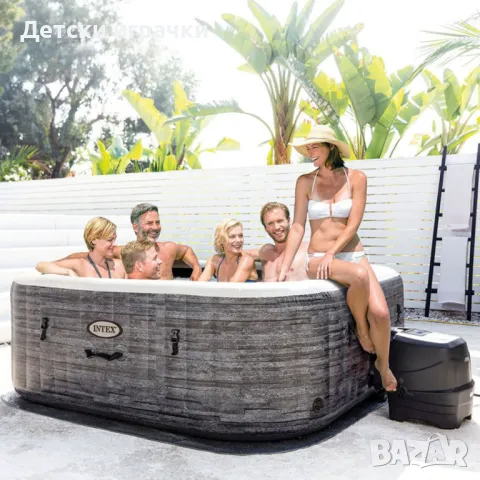 Надуваемо джакузи Intex PureSpa 239 х 188 х 71см, Greystone Bubble Deluxe, 6 места, снимка 2 - Други - 49899462