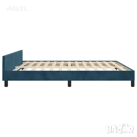 vidaXL Рамка за легло без матрак, тъмносиня, 160x200 см, кадифе, снимка 6 - Спални и легла - 56147158