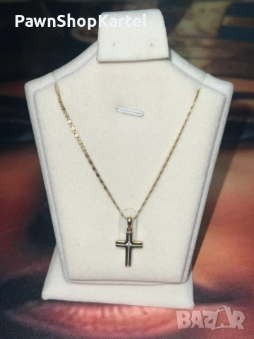 Златно колие с кръст - Унисекс модел, снимка 2 - Колиета, медальони, синджири - 53247811