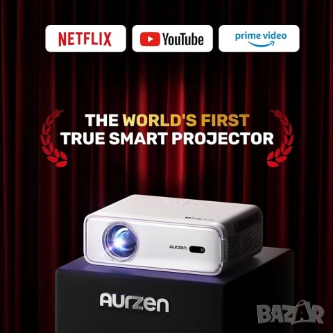 Смарт Проектор с Автофокус, Dolby Audio, HDR10 и Native 1080P, Aurzen EAZZE D1, снимка 3 - Плейъри, домашно кино, прожектори - 53315423