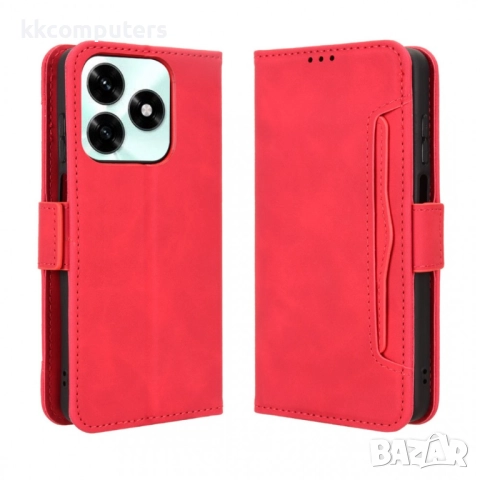 Кожен калъф Портфейл за Honor X5c Plus 4G/ Honor X5c 4G- Магнитен клипс, Държач за карти и Стойка, в