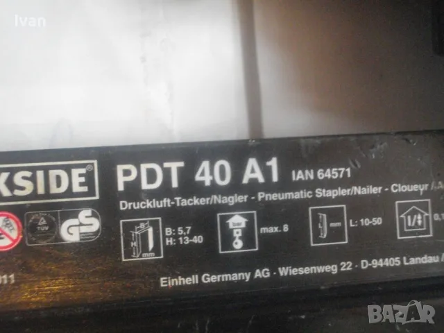 ПНЕВМАТИЧЕН ТАКЕР Комбиниран скоби 13-40мм пирони 10-50мм Parkside Made in Germany 2011г. PARKSIDE, снимка 3 - Други инструменти - 47782044