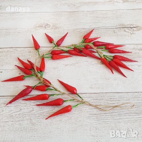 2719 Изкуствени червени чушки на връзка, снимка 3 - Декорация за дома - 35862224