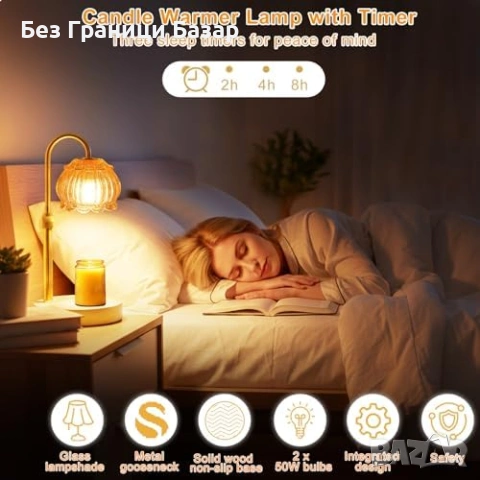 Нова Лампа за топене на свещи с таймер 2/4/8 часа, димер с 2 крушки, снимка 4 - Други - 53523896
