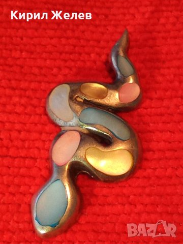 ЗМИЕВИДЕН СРЕБЪРЕН АРТ ПЕНДАНТ МЕДАЛЬОН СРЕБРО 925 ИНКРУСТИРАН с РАЗНОЦВЕТЕН КРАЛСКИ СЕДЕФ 38704, снимка 18 - Колиета, медальони, синджири - 41741621