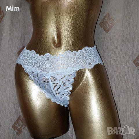 XL Снежно бяла дантелена изрязана бикина , снимка 4 - Бельо - 44302366