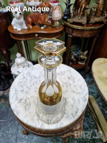 Страхотна антикварна колекционерска немска кристална гарафа декандер , снимка 4 - Антикварни и старинни предмети - 50951381