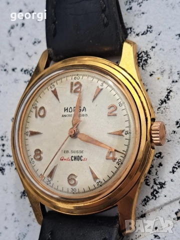 мъжки позлатен швейцарски часовник Horga, снимка 2 - Мъжки - 52510271