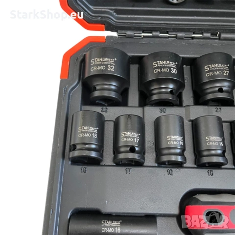 Професионално Ударно гедоре 1/2" 37 части STAHLMAYER куфар вложки, снимка 7 - Гедорета - 53858371