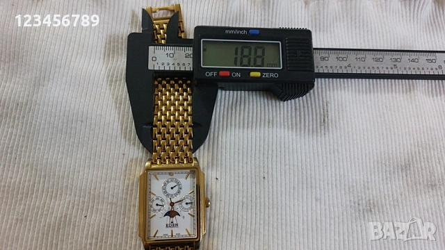 EDEN  кварцов , отлично работещ, коректно сменя дата, ден и месец, снимка 4 - Мъжки - 53593197