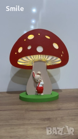 Детска лампа “Гъбка с малко зайче”, снимка 3 - Детски нощни лампи - 52405329