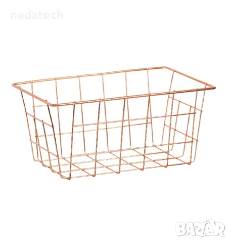 Метална кошница, Розово злато, 25x16x11см., снимка 2 - Кутии за съхранение - 51256264