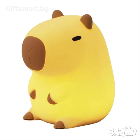 Детска нощна лампа Капибара,Вградена батерия 1200mAh,LED Squishy, Модел Cute Capybara, USB зареждане, снимка 4 - Настолни лампи - 51745999