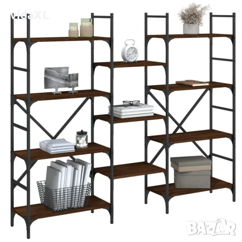 vidaXL Етажерка за книги кафяв дъб 160x28,5x136,5 см инженерно дърво, снимка 4 - Етажерки - 56148072