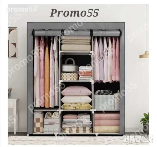 Текстилен триклирен гардероб, Органайзер за дрехи 130х175х45 см., снимка 6 - Шкафове - 48620870