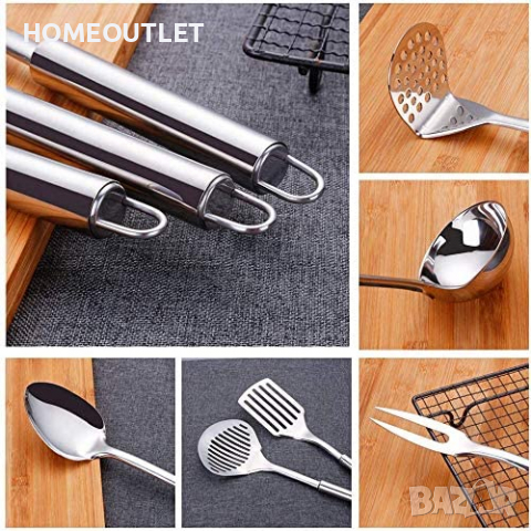 Комплект готварски прибори на стойка 7 части, снимка 4 - Прибори за хранене, готвене и сервиране - 36306327