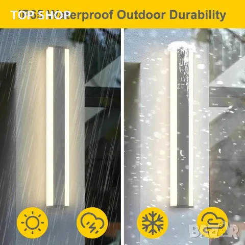 Външна стенна LED лампа Kerry, 60CM 8W 900 лумена, IP65, 2300K/3000K/4000K, снимка 7 - Лед осветление - 49500459