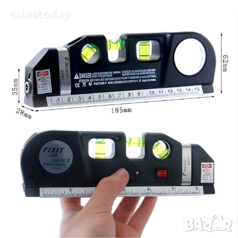 Лазерен нивелир с ролетка и либели, снимка 2 - Аксесоари и консумативи - 47518823