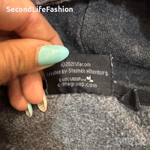 Мъжки суитчър с качулка Nickelodeon Classic Cartoon SPONGEBOB 1999, сив, размер S, снимка 3 - Суичъри - 53587867