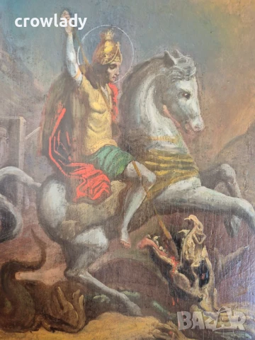 Стара Руска св.Георги Домашна Икона красива оригинал 19 век, снимка 2 - Антикварни и старинни предмети - 50779949