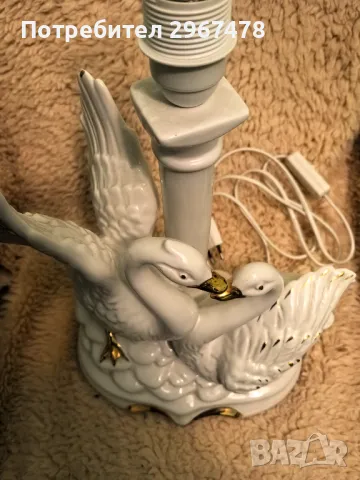Старинна нощна лампа "Любовта на лебедите" , снимка 2 - Други - 48795431