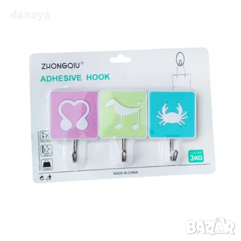 5503 Комплект лепящи закачалки с различни картинки, 3 броя, снимка 3 - Закачалки - 48246152