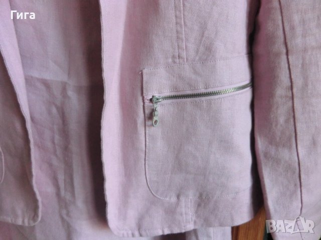 ленен розов комплект рокля и сако, снимка 3 - Костюми - 40313862