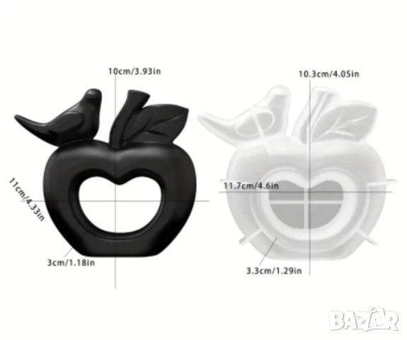 Молд ябълка с птица, снимка 2 - Форми - 50853570