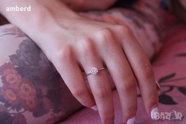 Нежен и стилен сребърен пръстен - модел PLR023, снимка 4 - Пръстени - 51375616