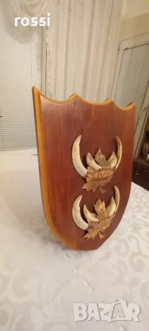 Двоен немски трофей диво прасе, резбована поставка, документ, снимка 9 - Колекции - 48299494