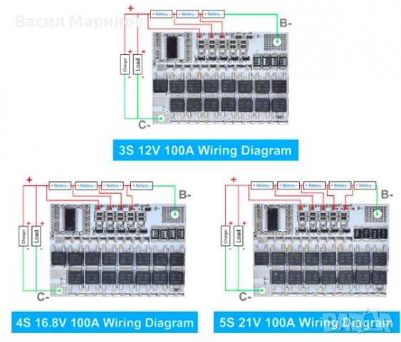 Продавам BMS защитна платка за Li-ion батерии 3s / 4s / 5s 80A, снимка 6 - Друга електроника - 39140579