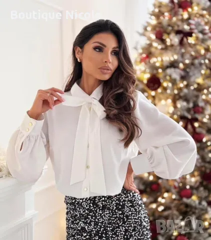Официална дамска риза с панделка  , снимка 1