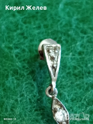 Винтидж сребърна обеца с инкрустирани кристали стил Арт Деко прекрасна 53341, снимка 4 - Обеци - 53410636