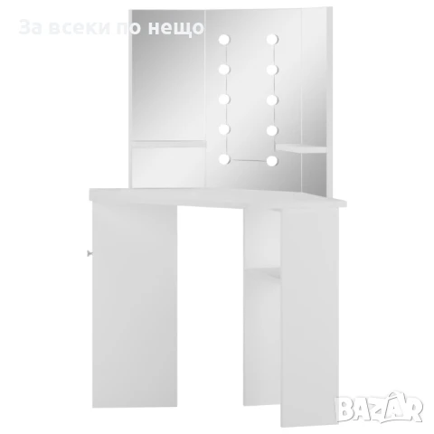 Ъглова тоалетка с LED осветление, бяла Код P1015, снимка 5 - Тоалетки - 51223443