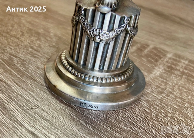 Арт нуво свещник WMF с два държача, модел №223, Сецесион, посребрен, ок. 1906 г., снимка 4 - Антикварни и старинни предмети - 53043077