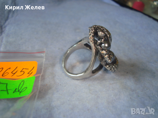 НЕО-ГОТИЧЕСКИ ФИГУРАЛЕН ЗМИЕВИДЕН КРИСТАЛЕН ПЕРЛЕН ПОСРЕБРЕН ПРЪСТЕН 26454, снимка 10 - Пръстени - 36421748