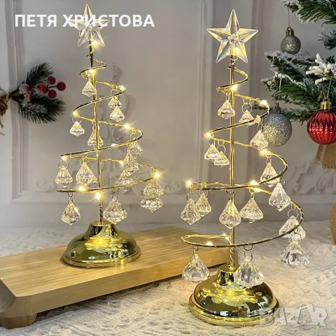Акумулаторна нощна лампа LED нощна лампа коледна елха с ефект от диаманти., снимка 6 - Лед осветление - 56184401