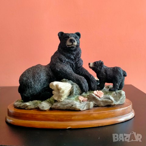 Колекционерска декоративна фигура Черна мечка с малко мече, снимка 12 - Колекции - 40160185