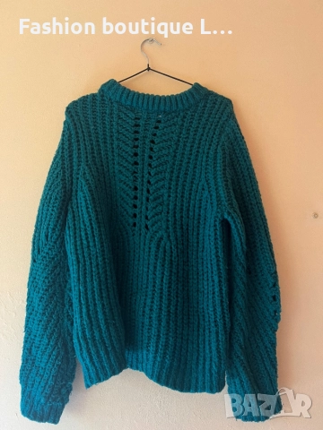 Тюркоазен плетен дамски пуловер М размер на марката Vero Moda състав 83% акрил ❤️, снимка 6 - Блузи с дълъг ръкав и пуловери - 52278382
