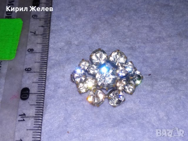 СТАРА БЕЛ ЕПОК СТИЛ ПОСРЕБРЕНА БРОНЗОВА РЕТРО БРОШКА с ИСКРЯЩИ БОХЕМСКИ КРИСТАЛИ 31849, снимка 6 - Антикварни и старинни предмети - 41395774