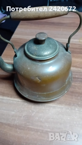 медна кана и меден чайник, снимка 2 - Антикварни и старинни предмети - 52563393