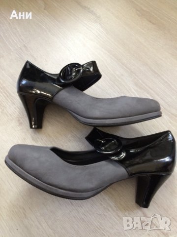 Чисто нови сиви обувки с каишка №38., снимка 2 - Дамски обувки на ток - 34693786