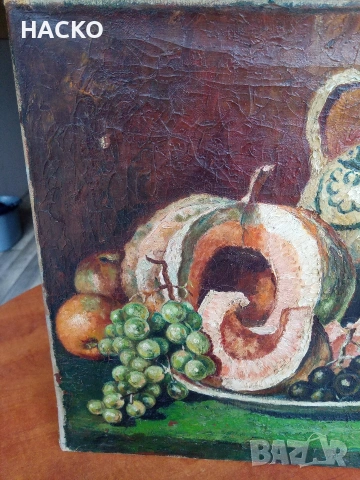 Стара Маслена Картина Разписана от Автора 1932г.Размери 50/40 см. Внос от Германия, снимка 2 - Антикварни и старинни предмети - 53047110