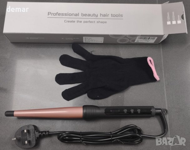 Конична керамична маша за коса 13-25 mm (розово злато), снимка 4 - Маши за коса - 42513605